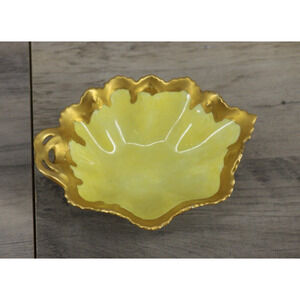 VINTAGE MZ Austria Porcelain 5.5" Candy Dish Bowl Yellow Gold